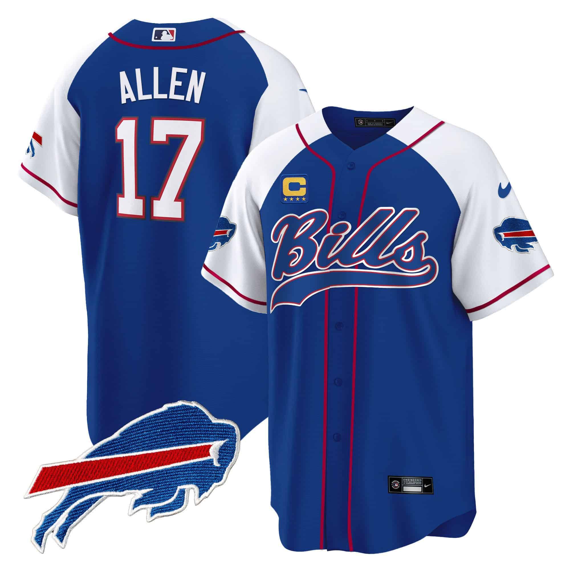Men Buffalo Bills #17 Allen Blue 2024 Nike Baseball Game NFL Jersey style 1